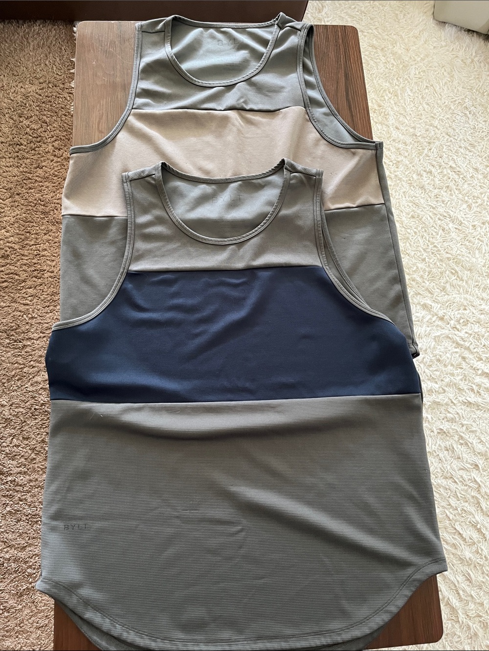 BYLT Men's 2 Grey and Navy Colorblock Performance Tank Top.